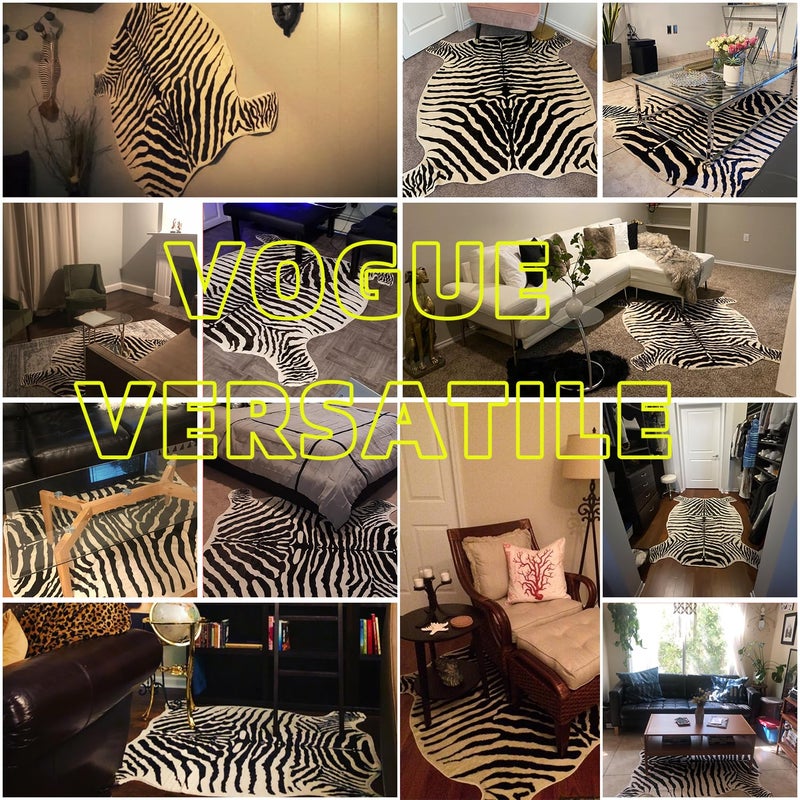 townssilk Area Rug Faux Zebra Print Rug 4.3x4.7 Feet Rug/Mat/Carpets for Home - Image 5